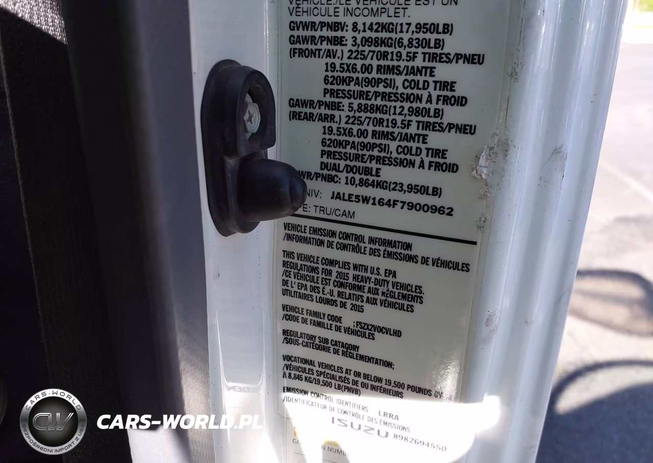 2015 Isuzu Dsl Reg At VIN:JALE5W164F7900962 - 8