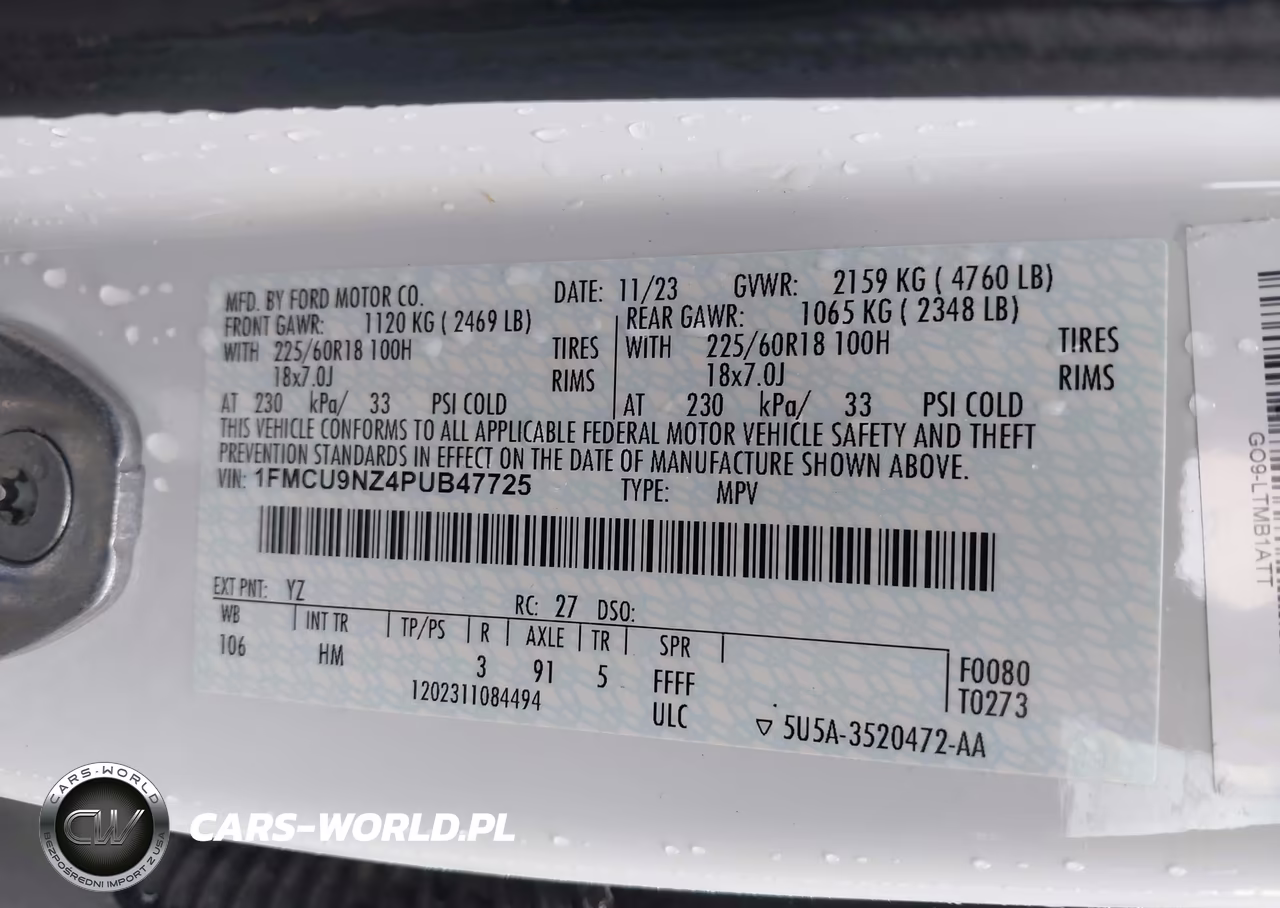 2023 Ford Escape St-Line Select VIN:1FMCU9NZ4PUB47725 - 9