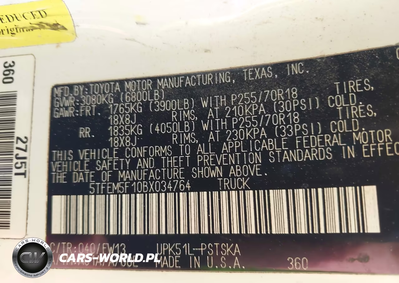 2011 Toyota Tundra Grade 4.6L V8 VIN:5TFEM5F10BX034764 - 9