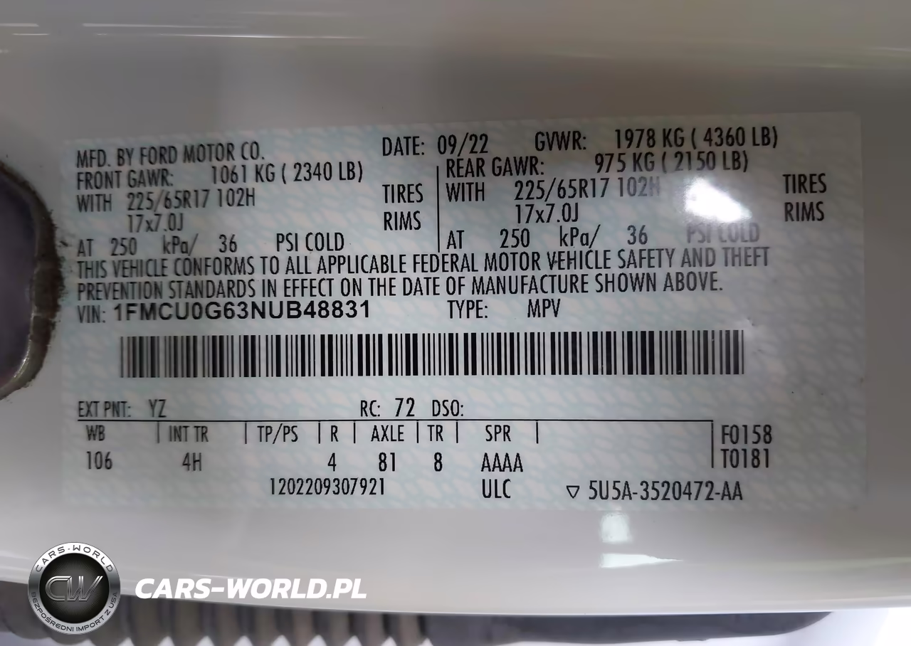2022 Ford Escape Se VIN:1FMCU0G63NUB48831 - 9