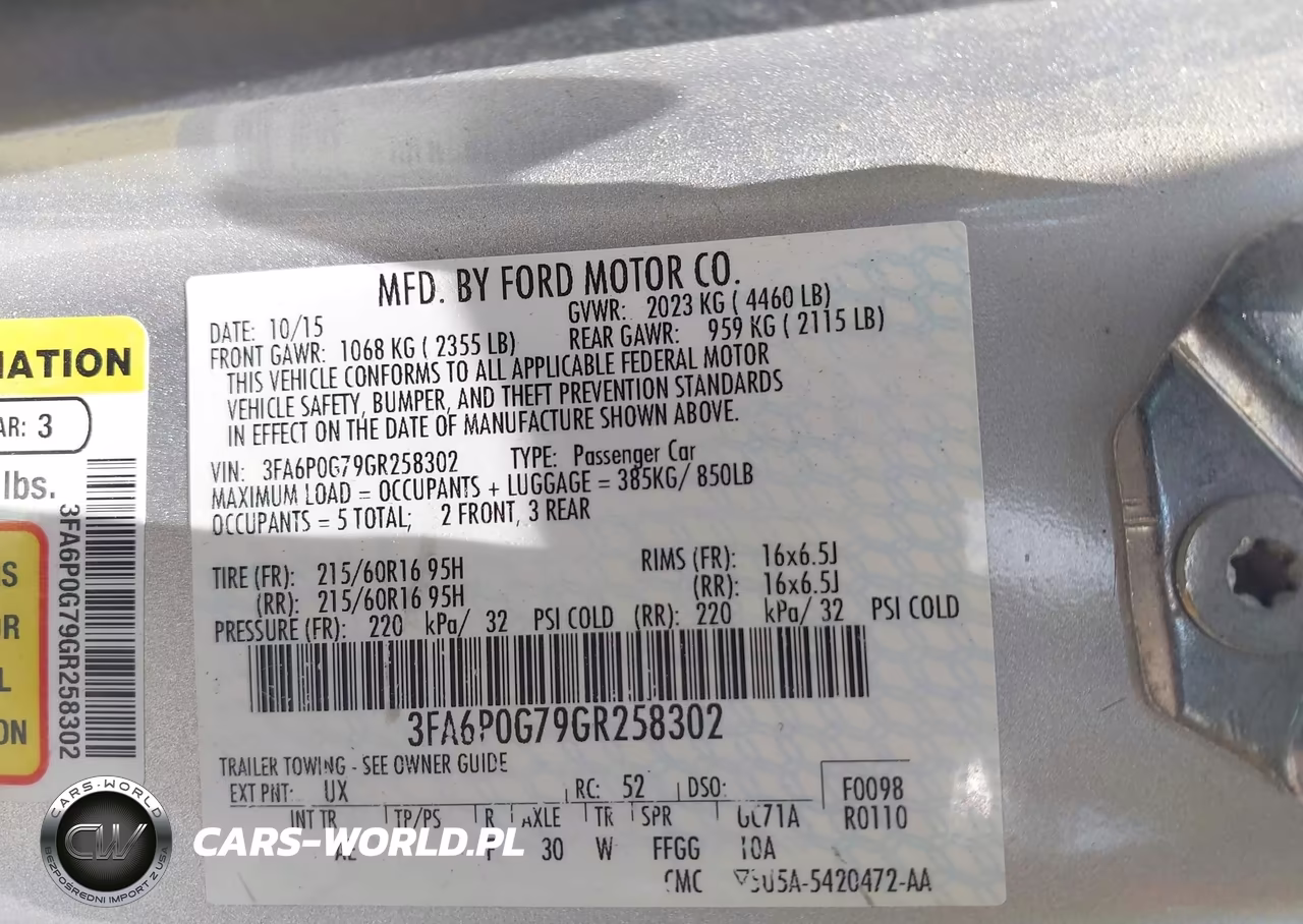 2016 Ford Fusion S VIN:3FA6P0G79GR258302 - 9