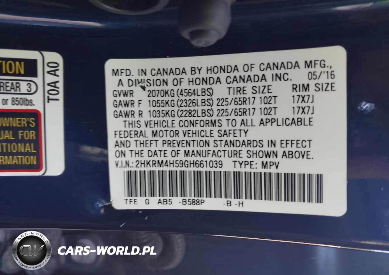 2016 Honda Cr-V Ex VIN:2HKRM4H59GH661039 - 9