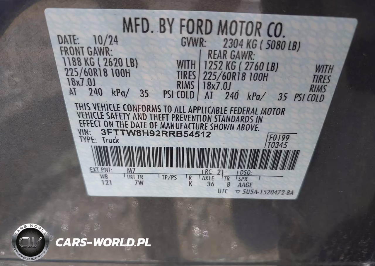 2024 Ford Maverick Xlt VIN:3FTTW8H92RRB54512 - 9