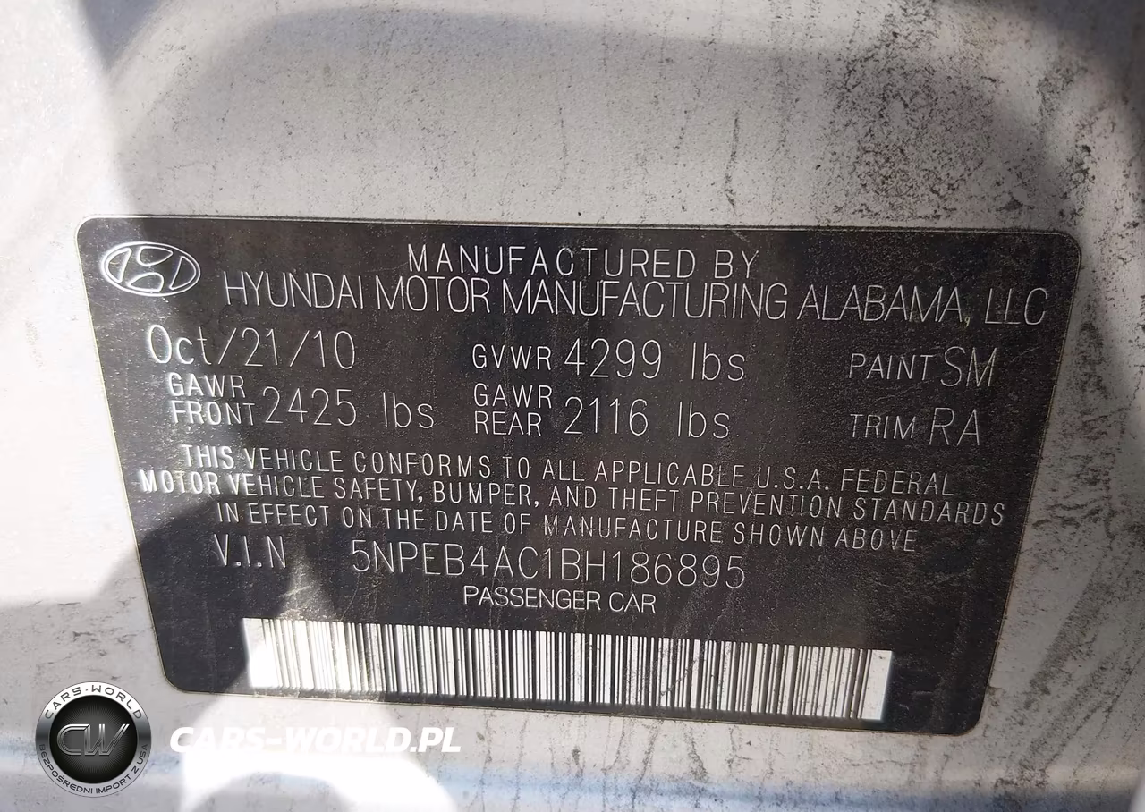 2011 Hyundai Sonata Gls VIN:5NPEB4AC1BH186895 - 9