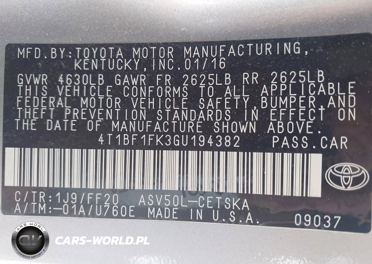 2016 Toyota Camry Se VIN:4T1BF1FK3GU194382 - 9