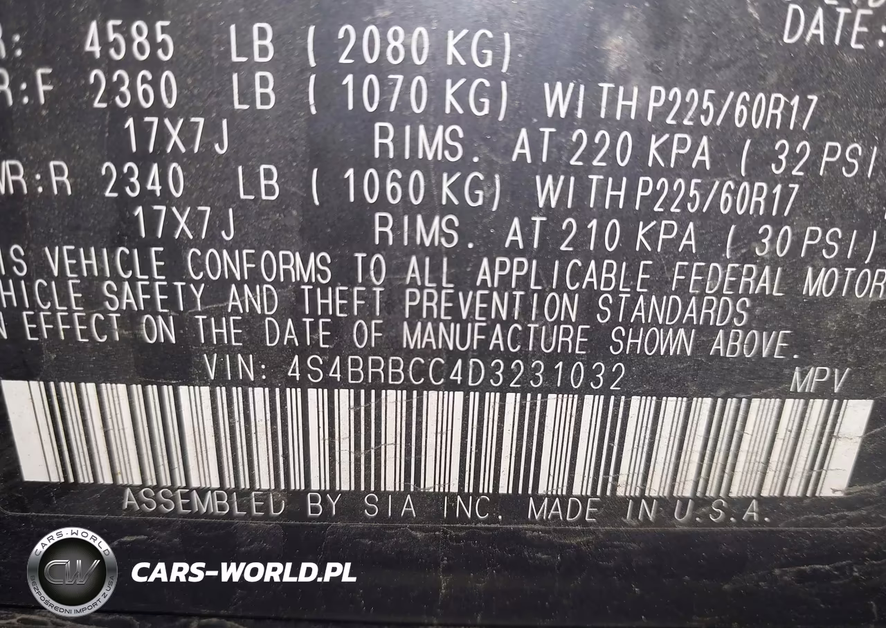 2013 Subaru Outback 2.5I Premium VIN:4S4BRBCC4D3231032 - 9