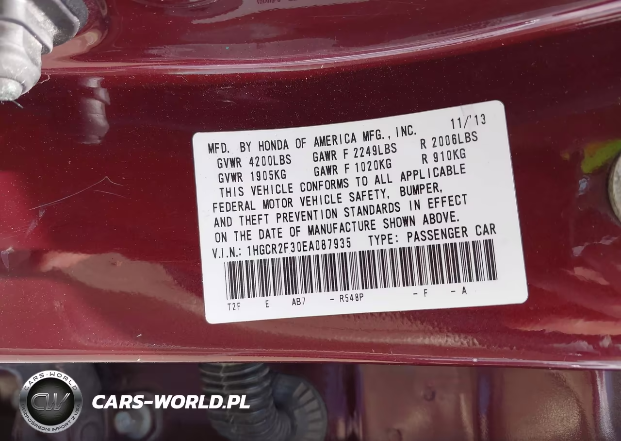 2014 Honda Accord Lx VIN:1HGCR2F30EA087935 - 9