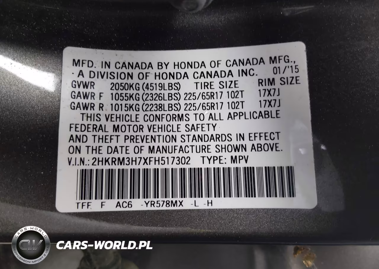 2015 Honda Cr-V Ex-L VIN:2HKRM3H7XFH517302 - 9