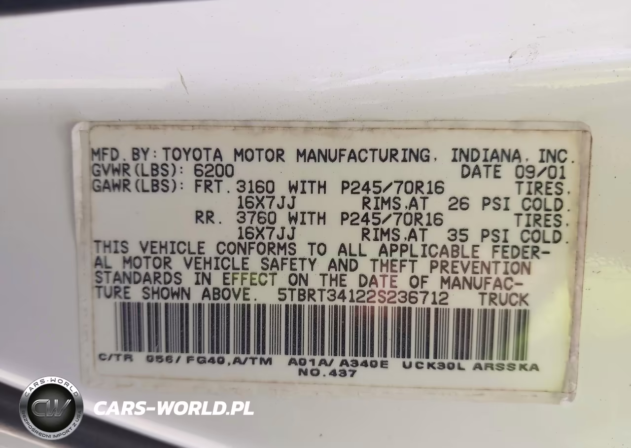 2002 Toyota Tundra Sr5 V8 VIN:5TBRT34122S236712 - 9