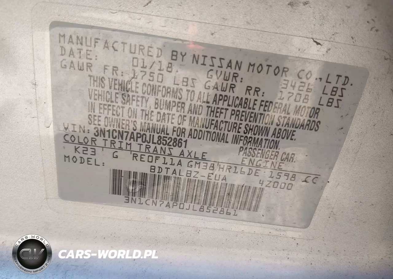 2018 Nissan Versa 1.6 Sv VIN:3N1CN7AP0JL852861 - 9