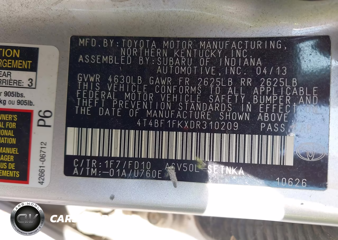 2013 Toyota Camry Le VIN:4T4BF1FKXDR310209 - 9