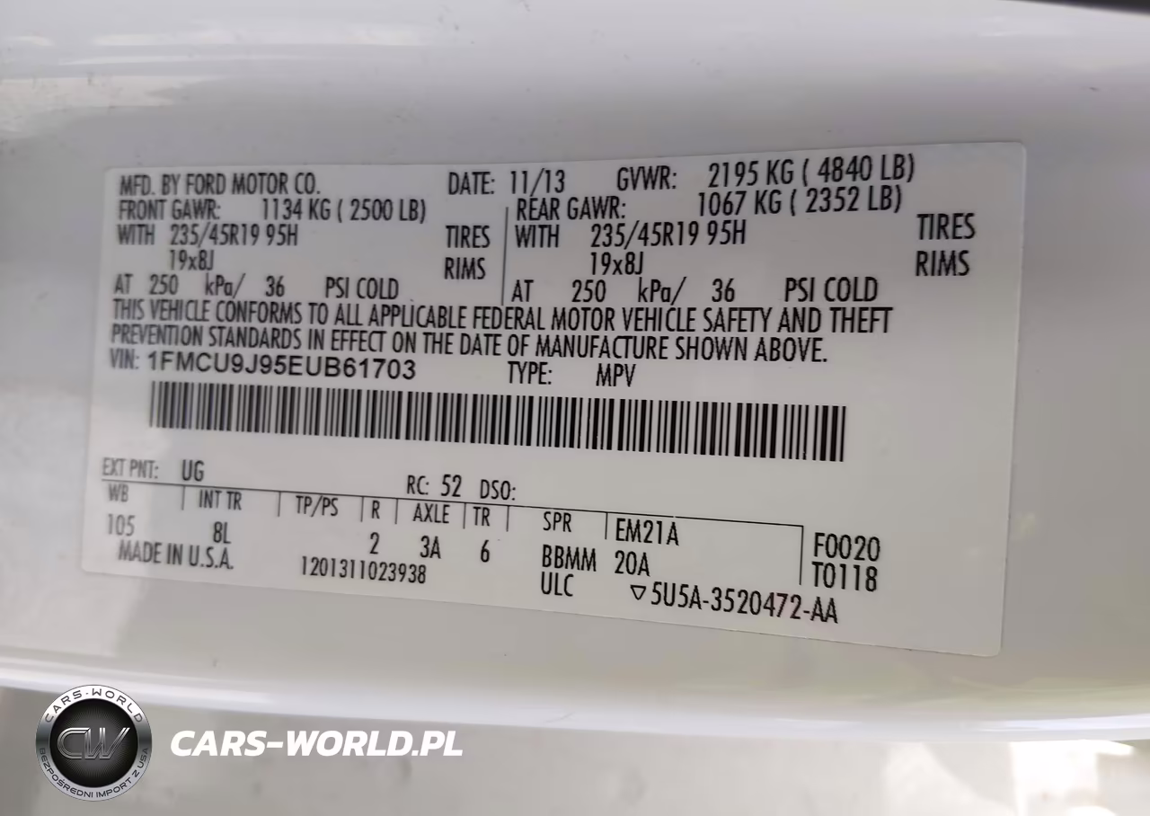 2014 Ford Escape Titanium VIN:1FMCU9J95EUB61703 - 9