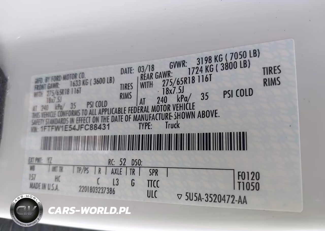 2018 Ford F-150 Lariat VIN:1FTFW1E54JFC88431 - 9