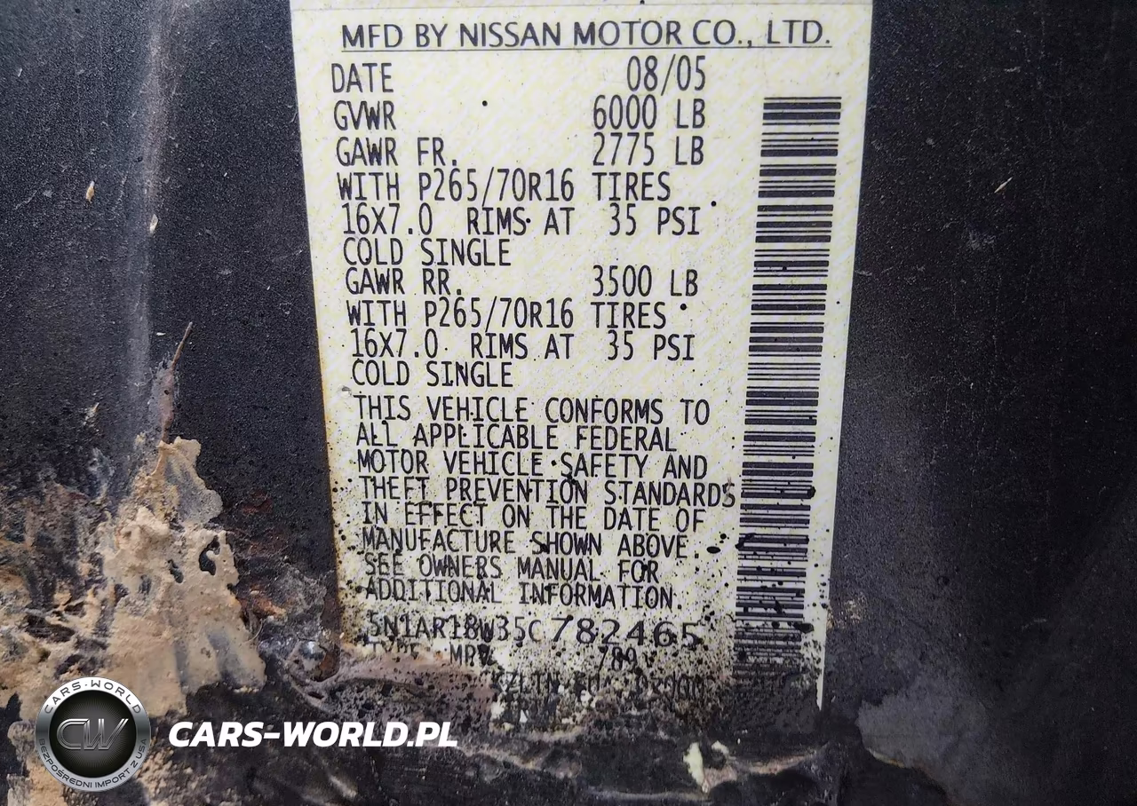 2005 Nissan Pathfinder Se VIN:5N1AR18W35C782465 - 9