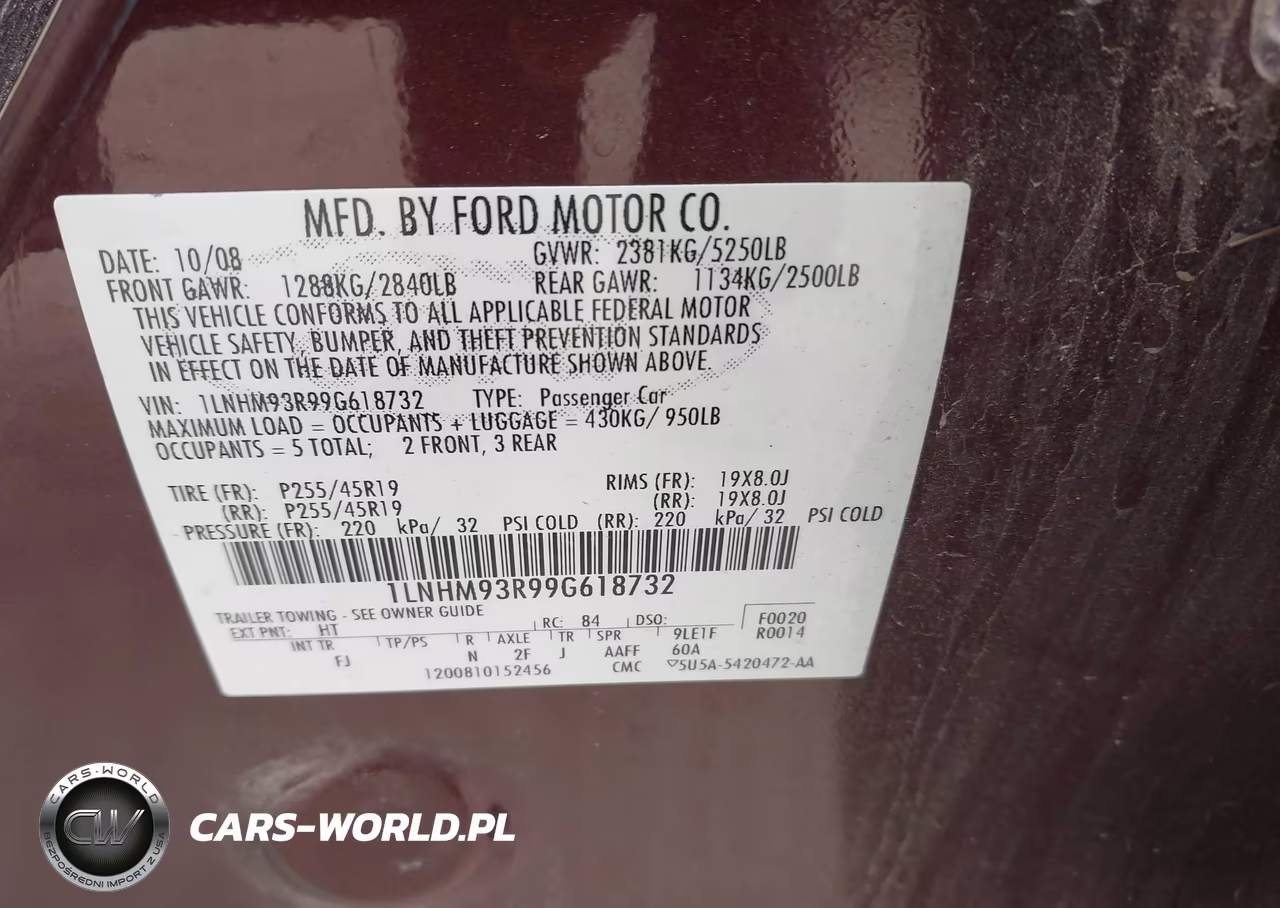 2009 Lincoln Mks VIN:1LNHM93R99G618732 - 9