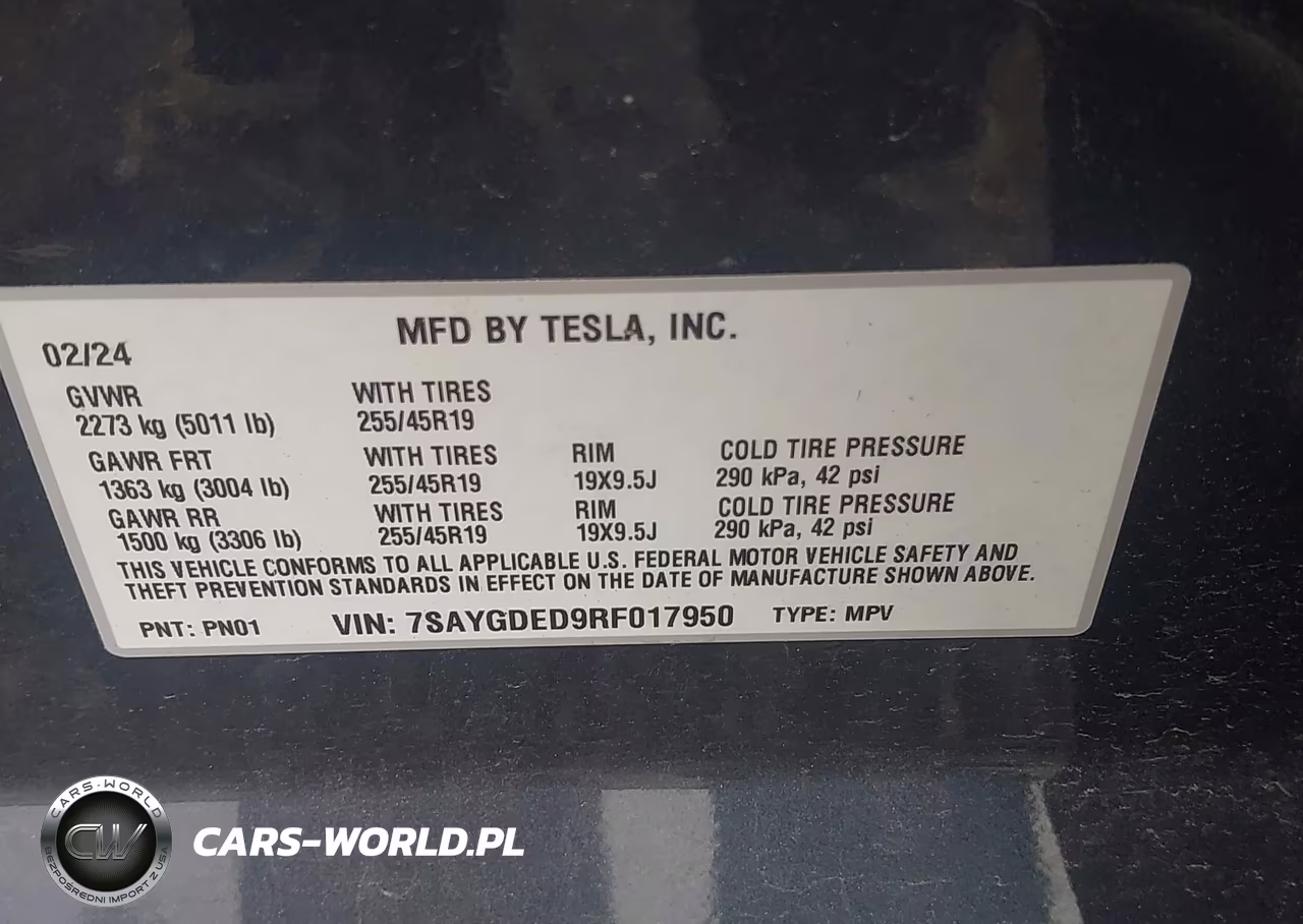2024 Tesla Model Y VIN:7SAYGDED9RF017950 - 9