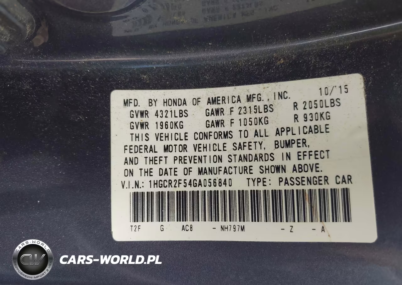 2016 Honda Accord Sport VIN:1HGCR2F54GA056840 - 9