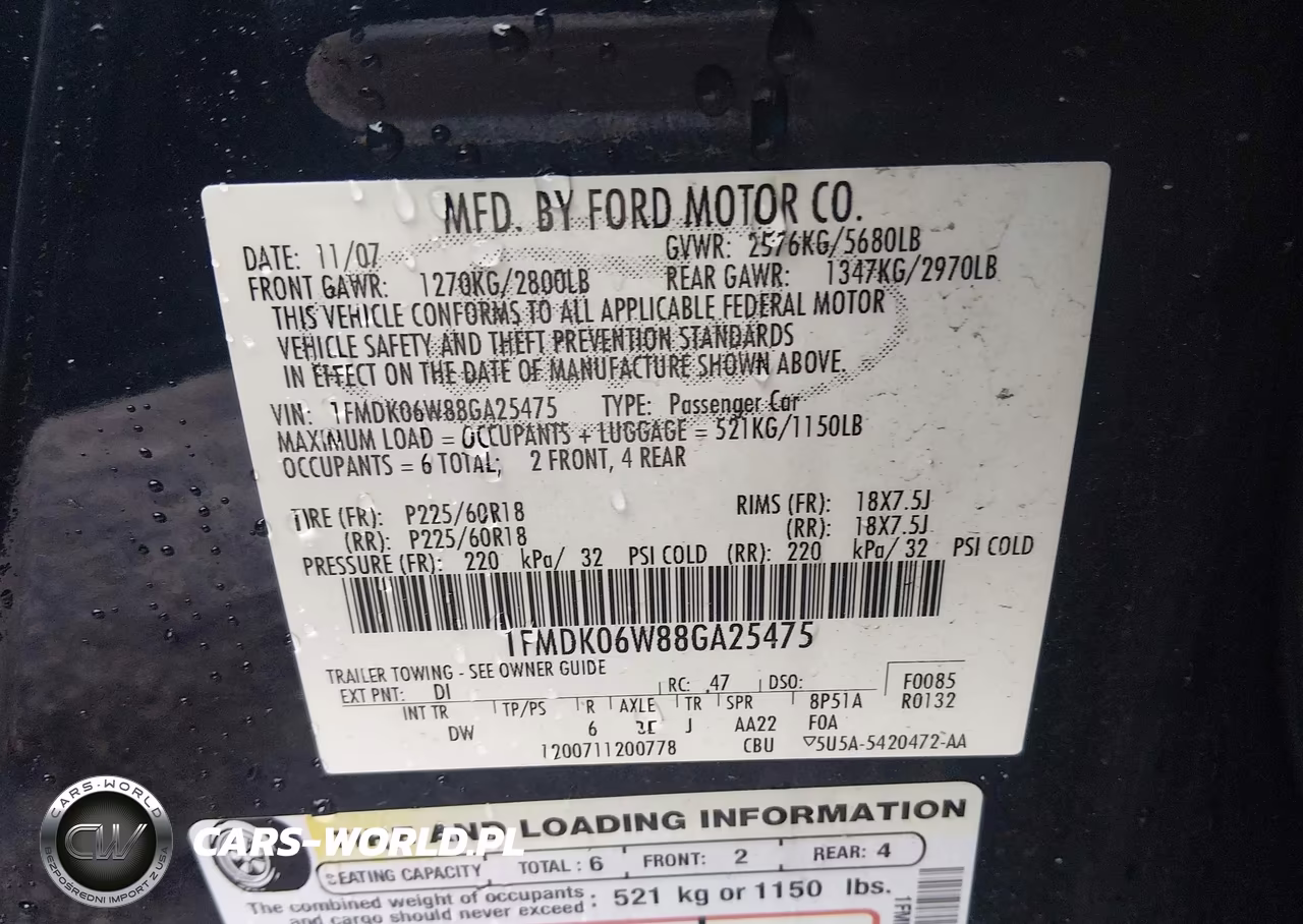 2008 Ford Taurus X Limited VIN:1FMDK06W88GA25475 - 9