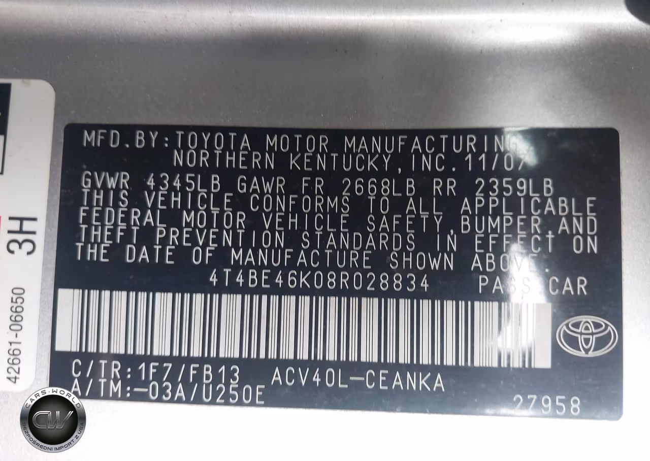 2008 Toyota Camry Le VIN:4T4BE46K08R028834 - 9