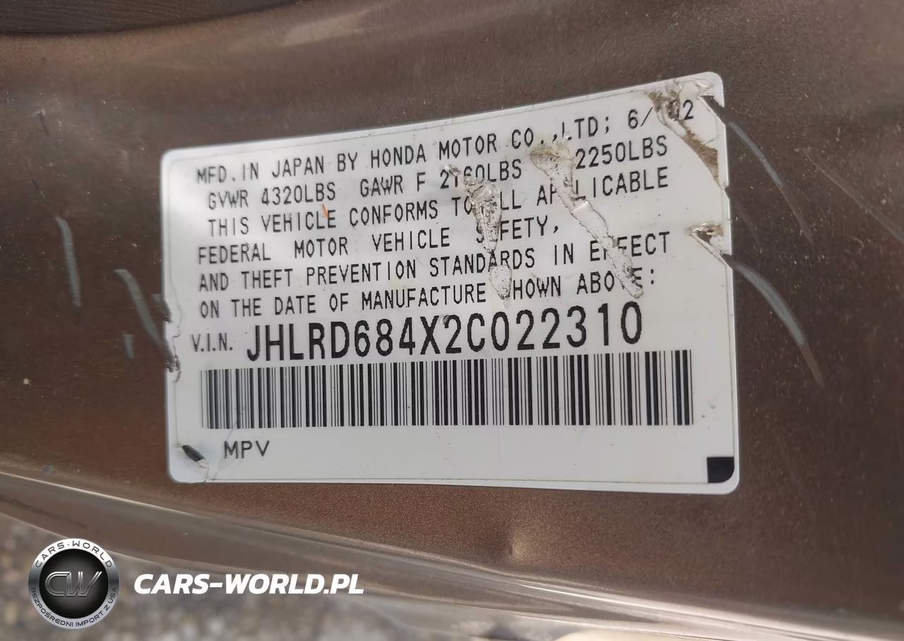 2002 Honda Cr-V Lx VIN:JHLRD684X2C022310 - 9