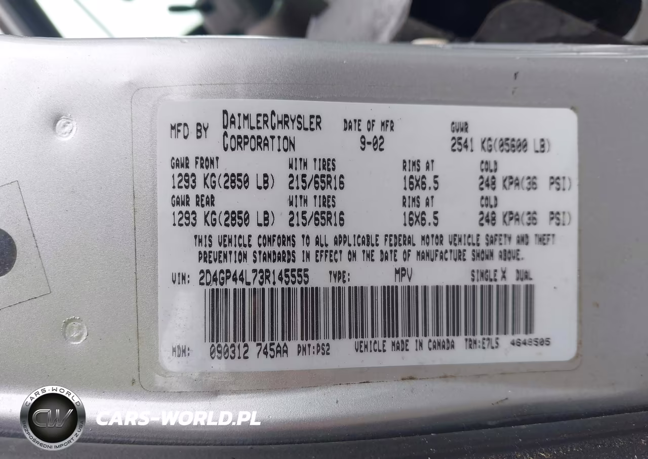 2003 Dodge Grand Caravan Sport VIN:2D4GP44L73R145555 - 9