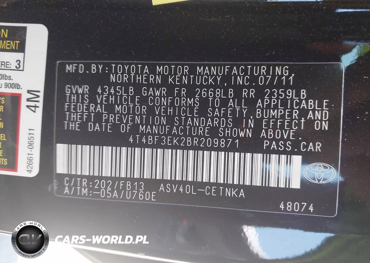 2011 Toyota Camry VIN:4T4BF3EK2BR209871 - 9