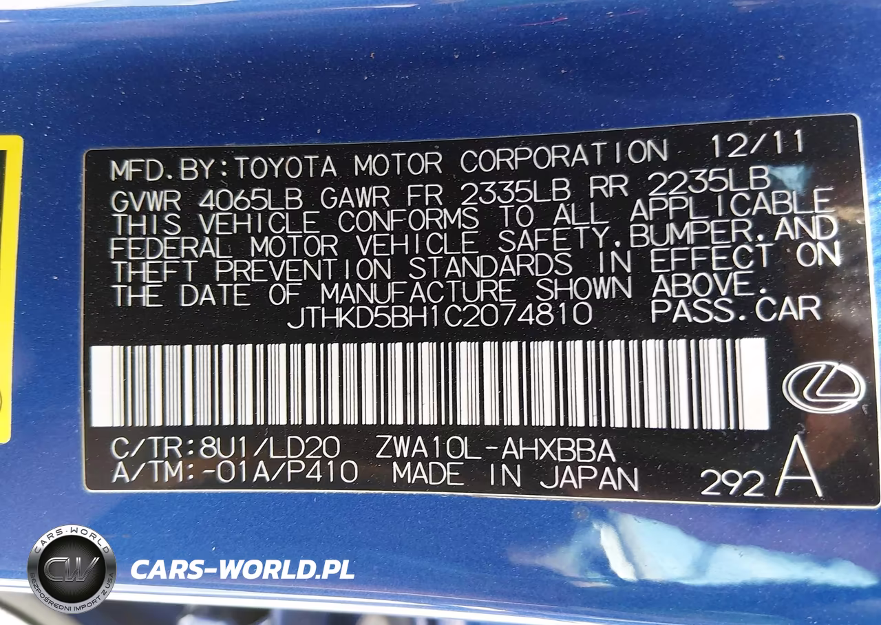 2012 Lexus Ct 200H Premium VIN:JTHKD5BH1C2074810 - 9