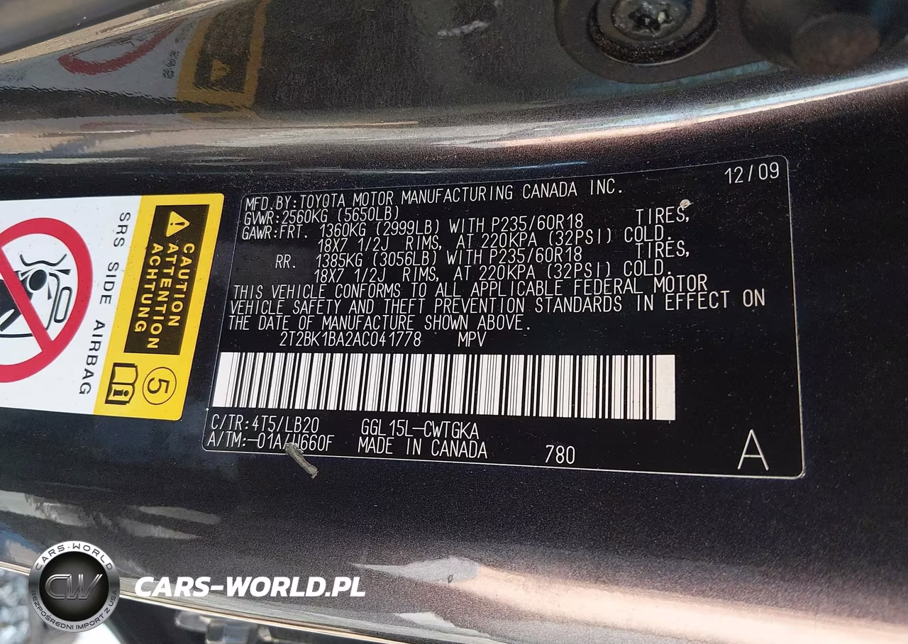2010 Lexus Rx 350 VIN:2T2BK1BA2AC041778 - 9