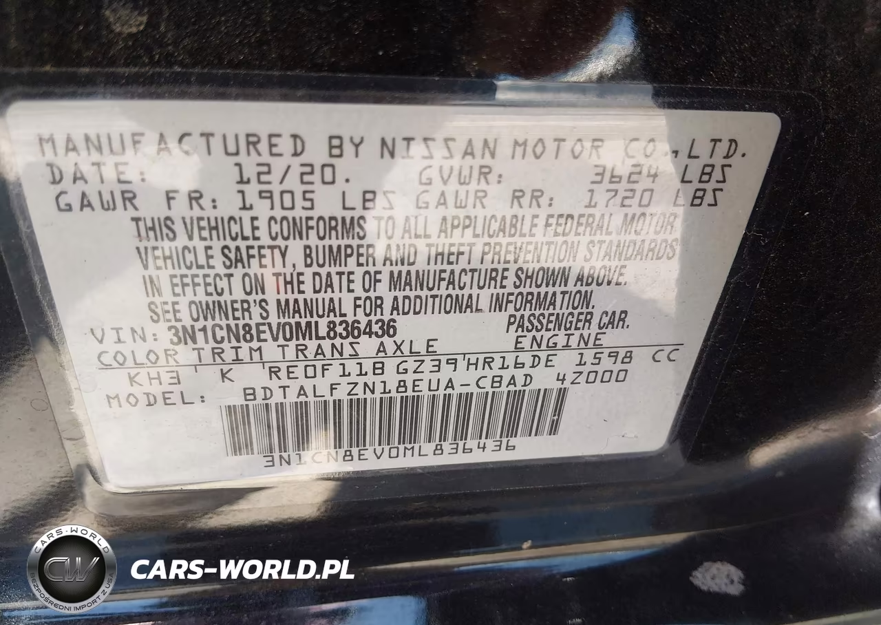 2021 Nissan Versa Sv Xtronic Cvt VIN:3N1CN8EV0ML836436 - 9