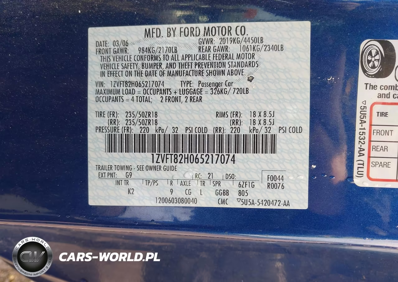2006 Ford Mustang Gt VIN:1ZVFT82H065217074 - 9