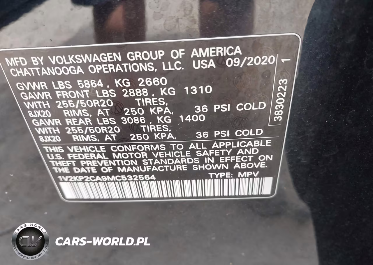 2021 Volkswagen Atlas 2.0T Se W-Technology VIN:1V2KP2CA9MC532564 - 9