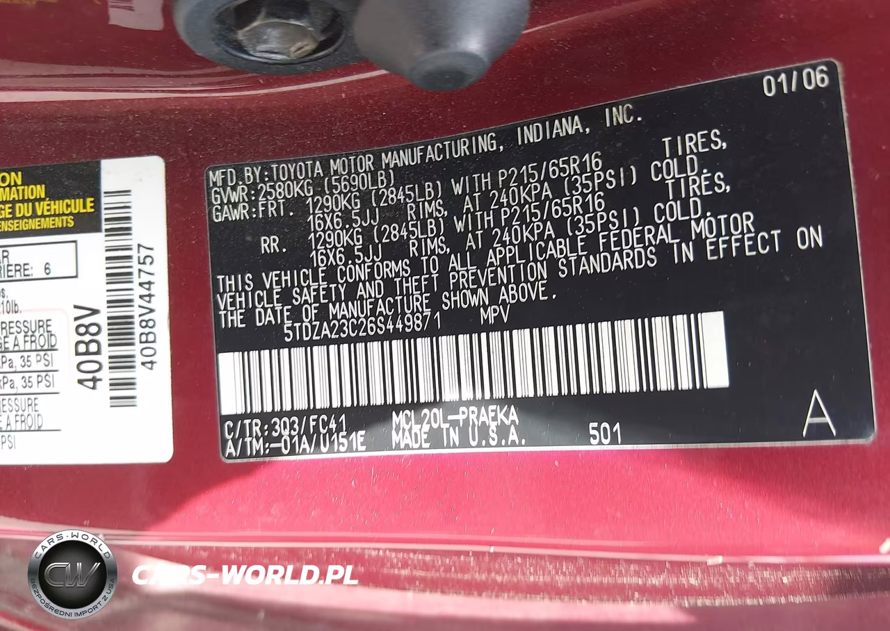 2006 Toyota Sienna Le VIN:5TDZA23C26S449871 - 9