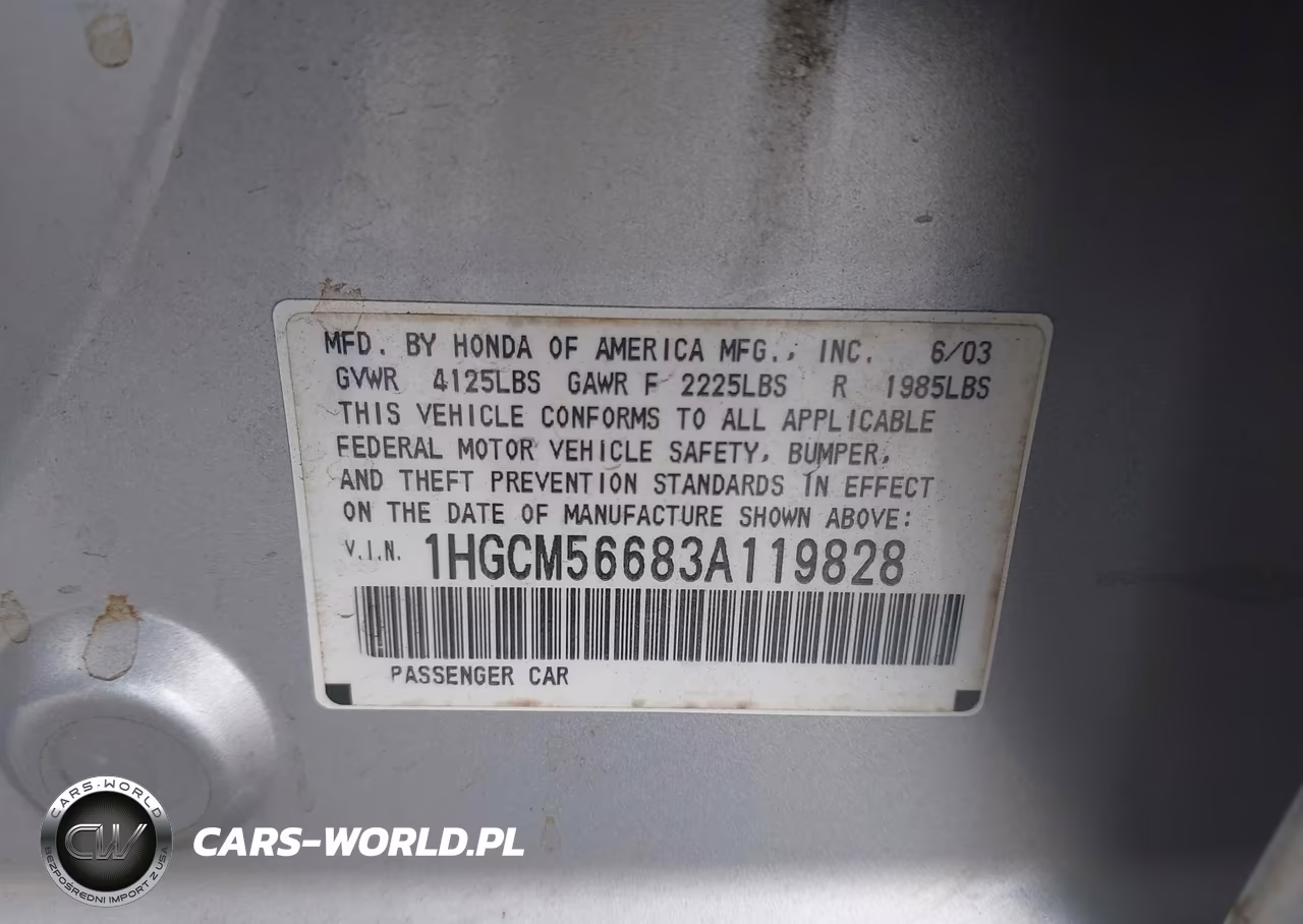 2003 Honda Accord 2.4 Ex VIN:1HGCM56683A119828 - 9
