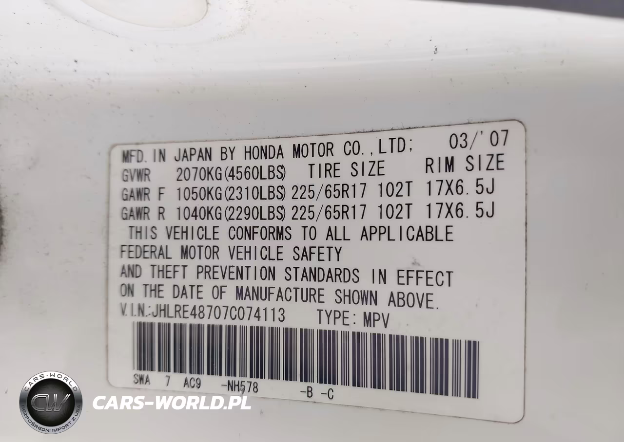 2007 Honda Cr-V Ex-L VIN:JHLRE48707C074113 - 9
