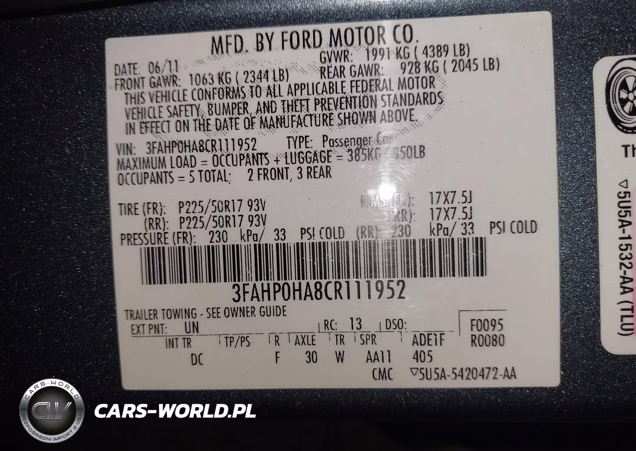 2012 Ford Fusion Se VIN:3FAHP0HA8CR111952 - 9