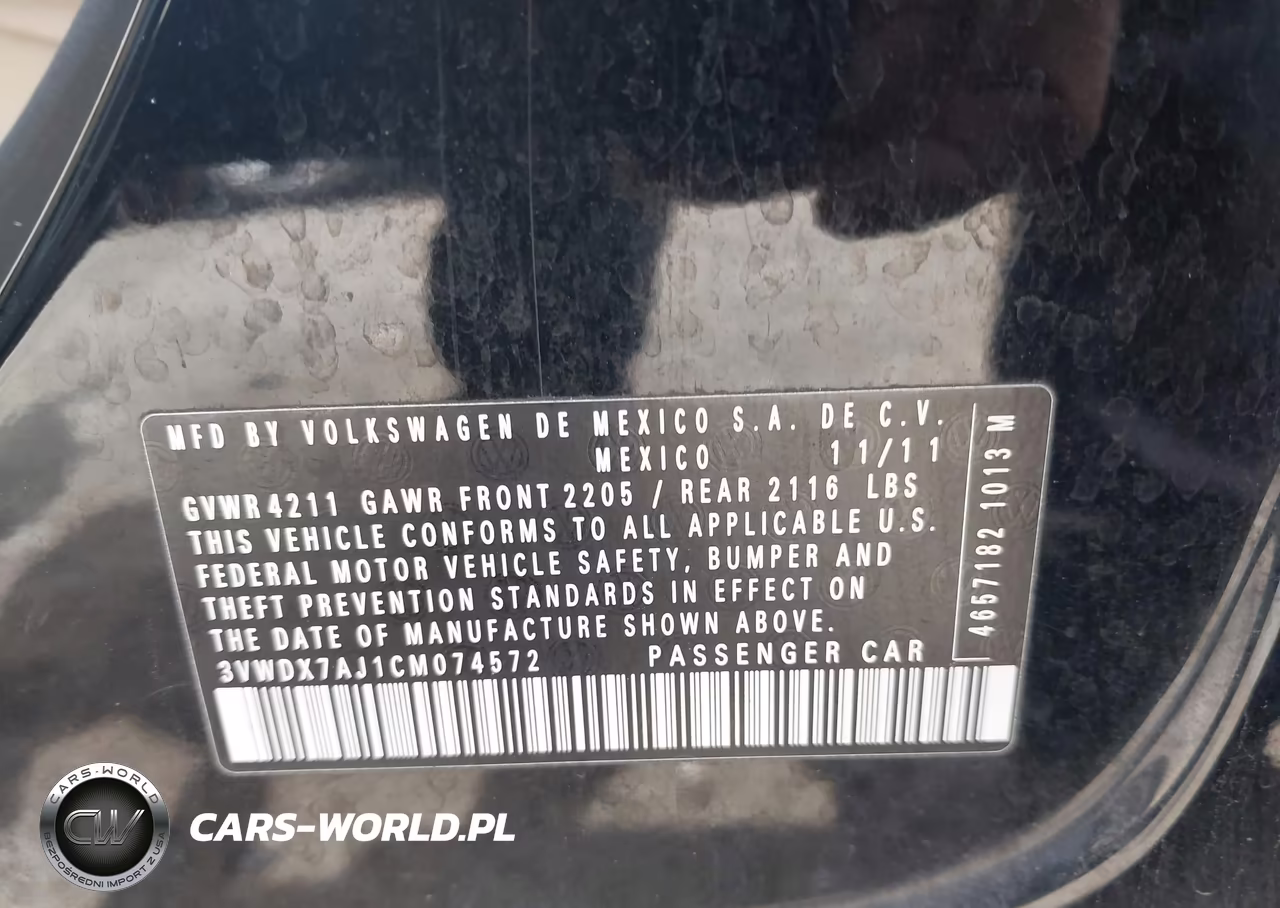 2012 Volkswagen Jetta 2.5L Se VIN:3VWDX7AJ1CM074572 - 9