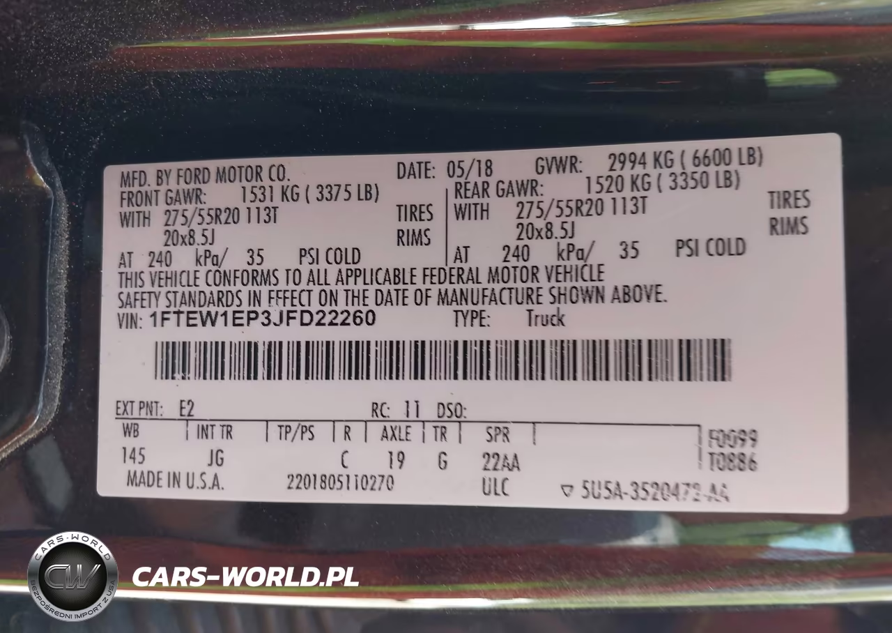 2018 Ford F-150 Xl VIN:1FTEW1EP3JFD22260 - 9
