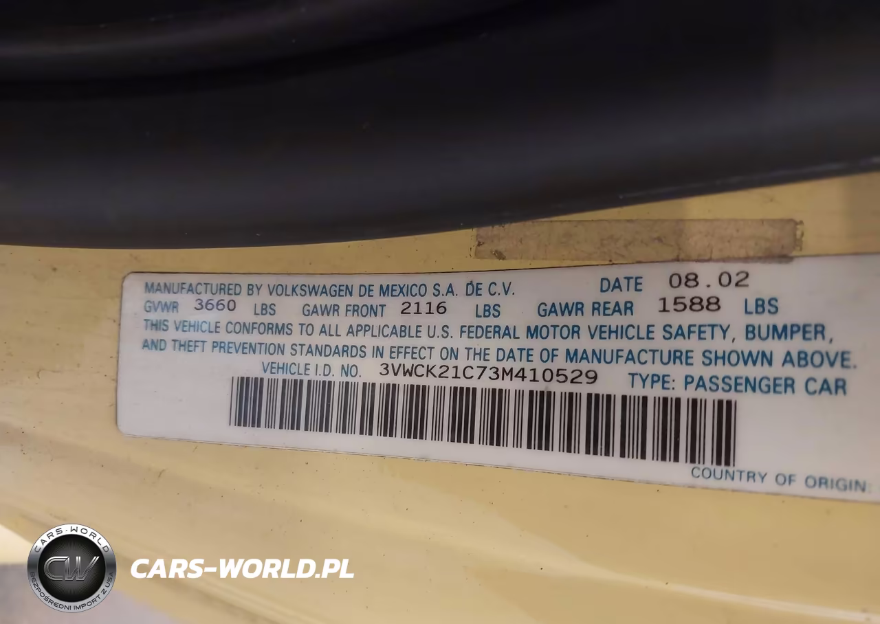 2003 Volkswagen New Beetle Gls 2.0L VIN:3VWCK21C73M410529 - 9