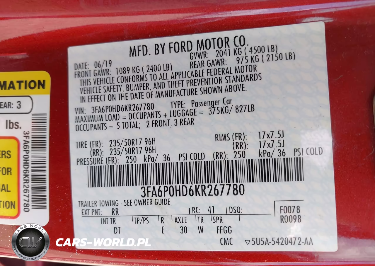 2019 Ford Fusion Se VIN:3FA6P0HD6KR267780 - 9