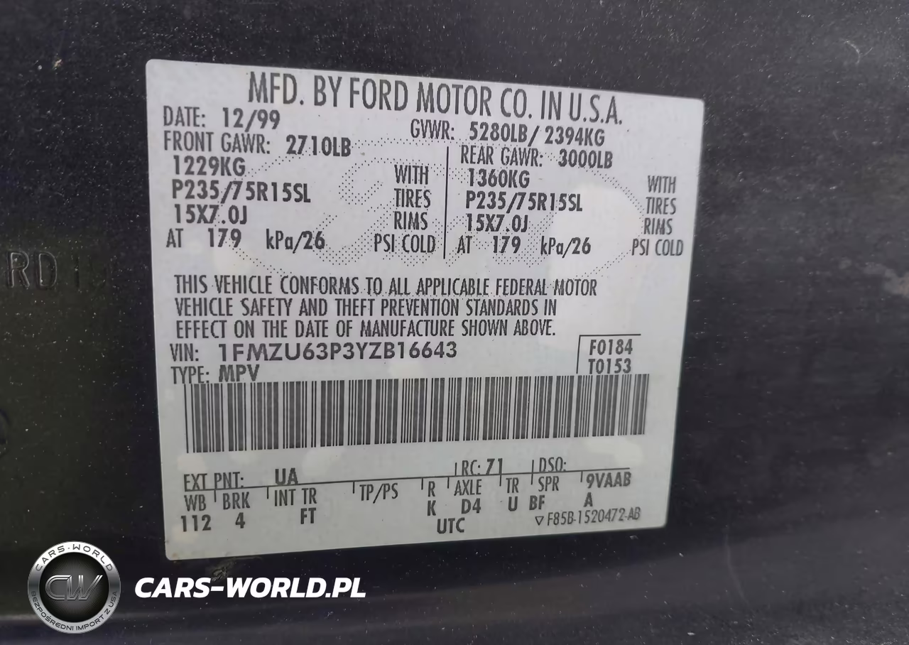 2000 Ford Explorer Xlt VIN:1FMZU63P3YZB16643 - 9