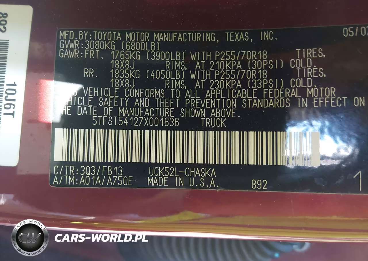 2007 Toyota Tundra Sr5 4.7L V8 VIN:5TFST54127X001636 - 9