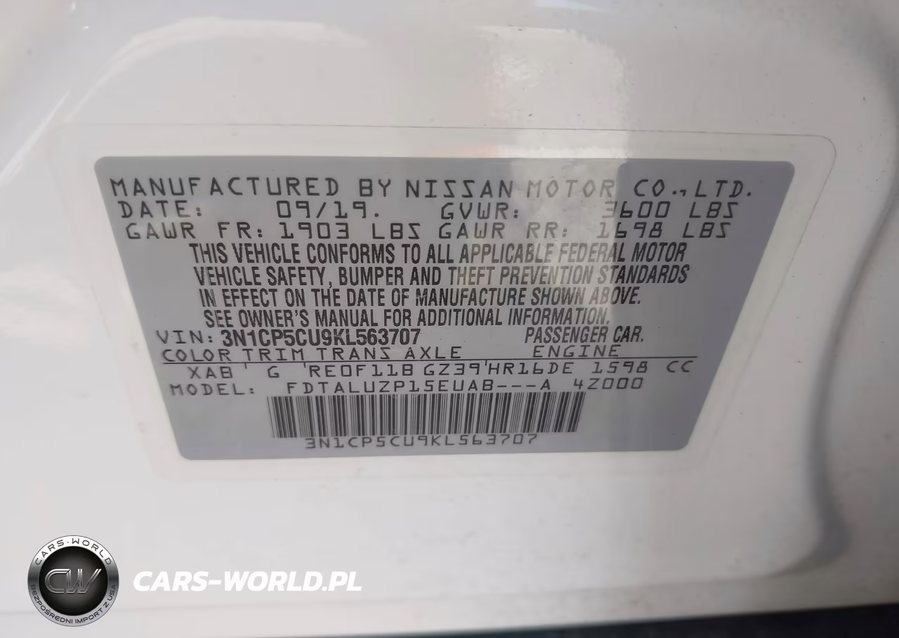 2019 Nissan Kicks Sr VIN:3N1CP5CU9KL563707 - 9