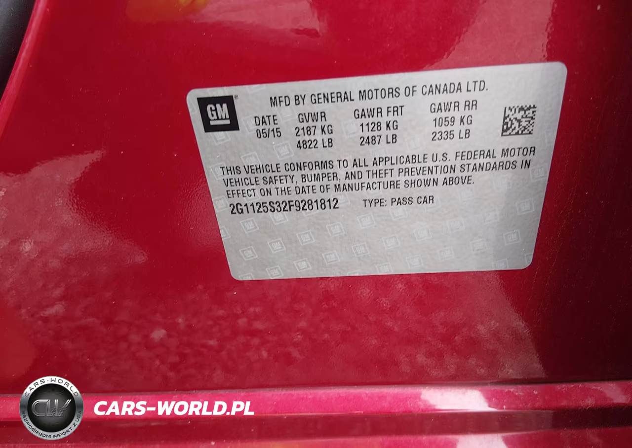 2015 CHEVROLET IMPALA LT VIN:2G1125S32F9281812 - 9