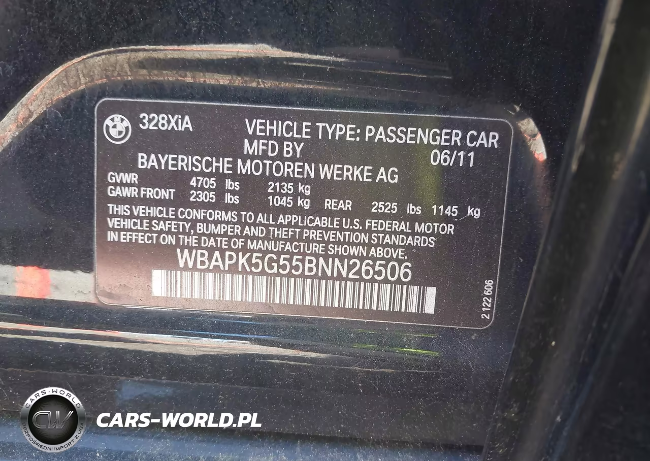 2011 BMW 328I xDrive VIN:WBAPK5G55BNN26506 - 9