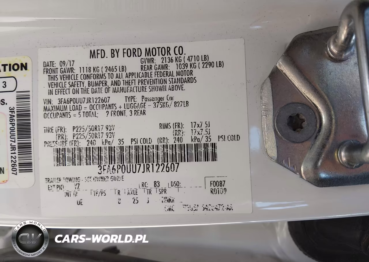 2018 Ford Fusion Hybrid S VIN:3FA6P0UU7JR122607 - 9