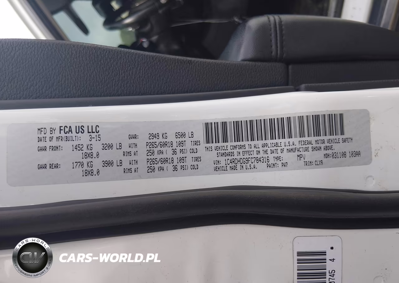 2015 Dodge Durango Limited VIN:1C4RDHDG9FC784316 - 9