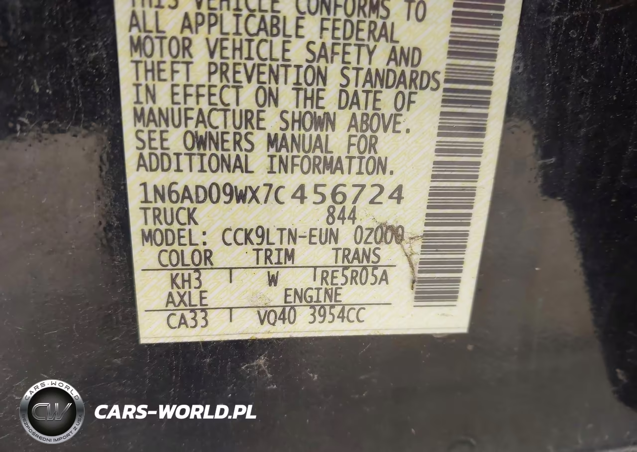 2007 Nissan Frontier Se VIN:1N6AD09WX7C456724 - 9
