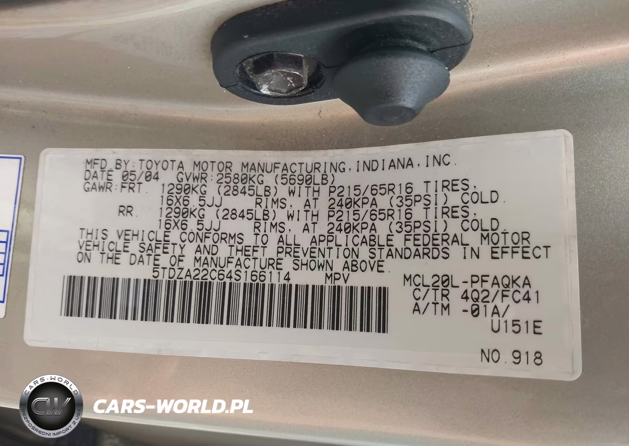 2004 Toyota Sienna Xle VIN:5TDZA22C64S166114 - 9