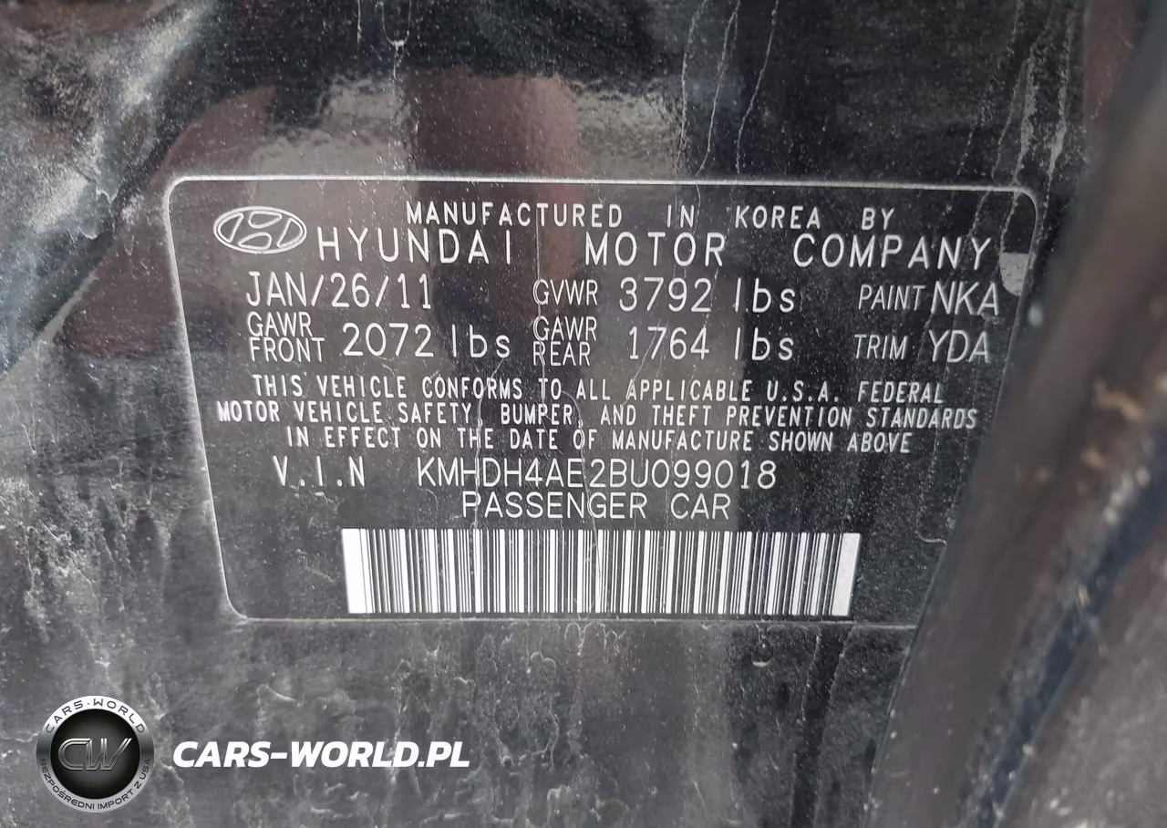 2011 Hyundai Elantra Limited (Ulsan Plant) VIN:KMHDH4AE2BU099018 - 9