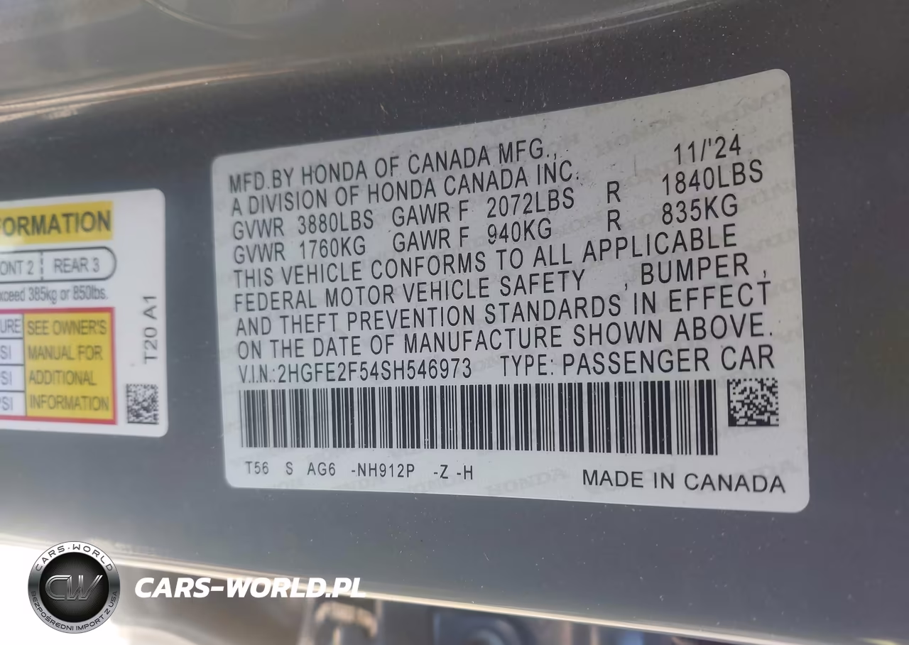 2025 Honda Civic Sport VIN:2HGFE2F54SH546973 - 9